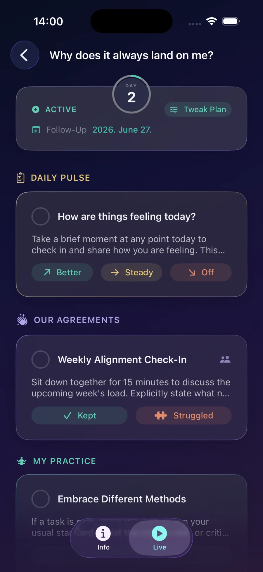 Keep agreements on track with daily check-ins